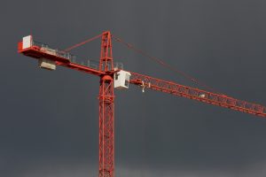 Crane in storm