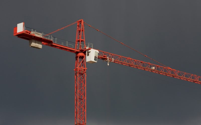 Crane in storm